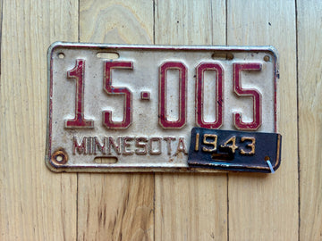 1943 Minnesota License Plate