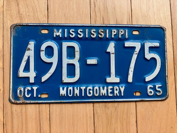 1965 Mississippi Montgomery County License Plate