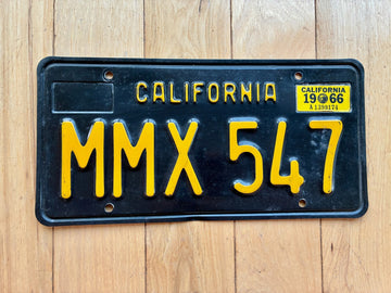 1963 Base California License Plate W/ 1966 Tab