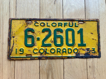 1953 Colorado License Plate