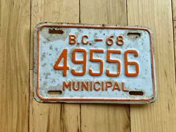 1968 British Columbia Municipal License Plate