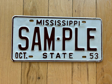 1953 Mississippi Sample License Plate