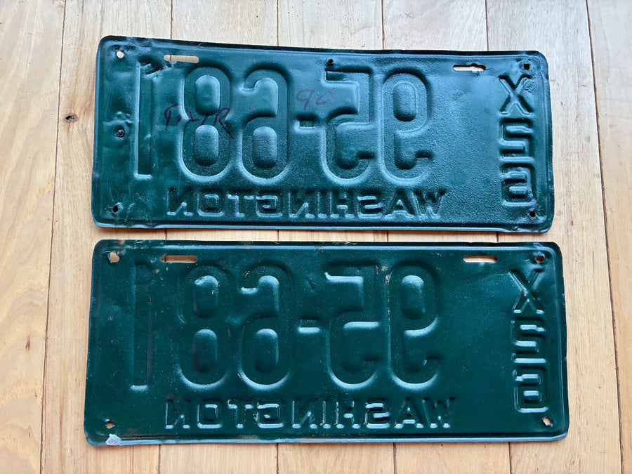 1926 Pair of Washington State License Plates (Back Repainted)