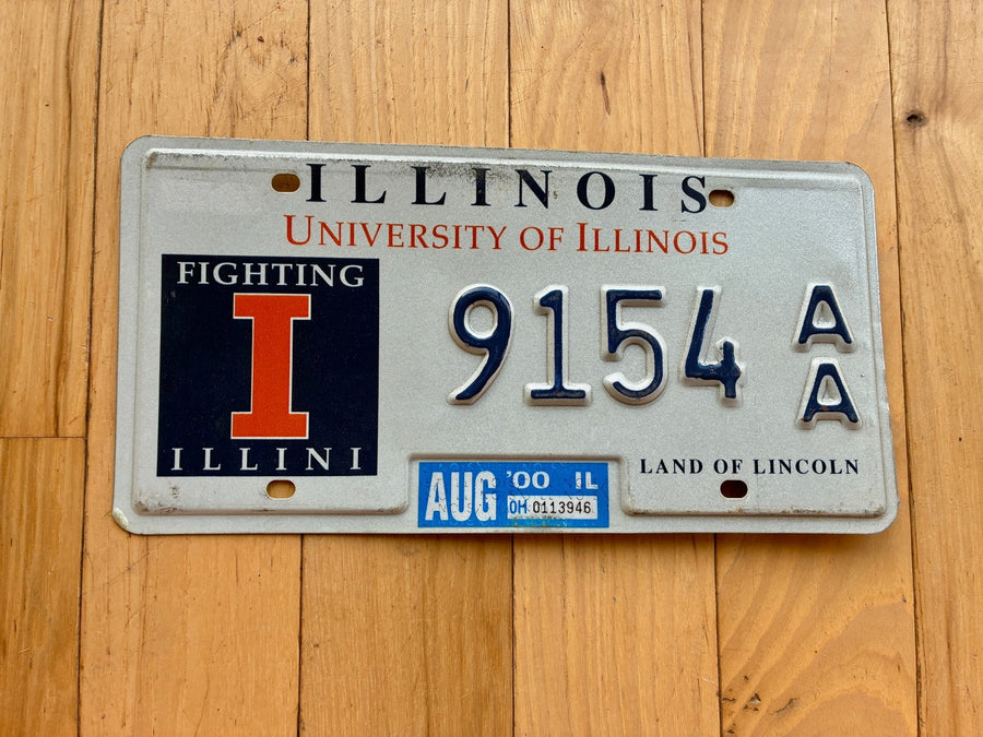 2000 University of Illinois License Plate - Fighting Illini