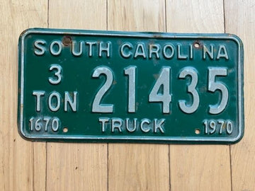 1970 3 Ton Truck South Carolina License Plate