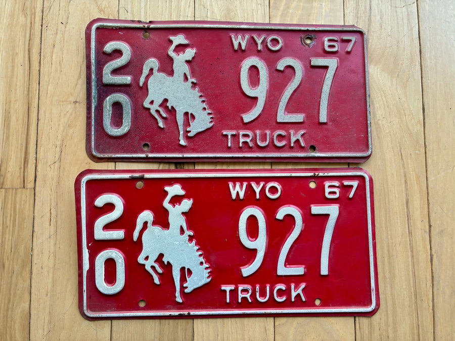 1967 Pair of Wyoming Truck License Plates