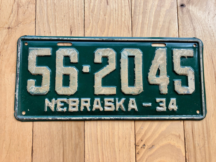 1934 Nebraska License Plate