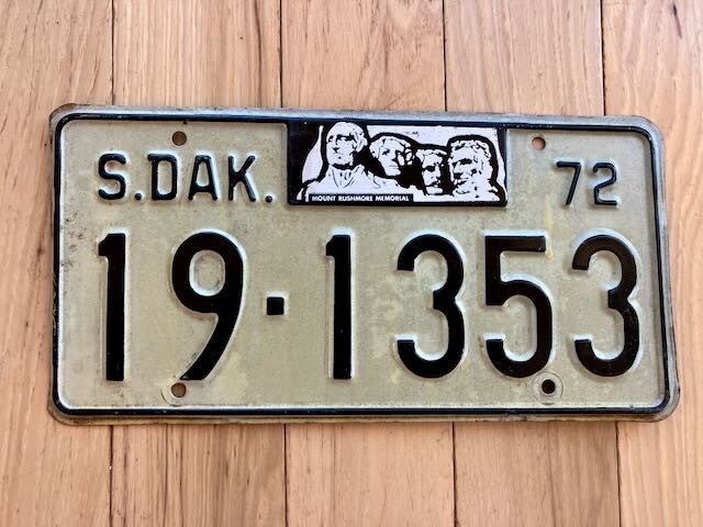 1972 South Dakota License Plate