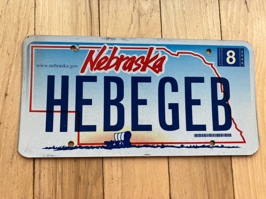 2006 Nebraska Vanity License Plate - HEBEGEB - Hebegebees?