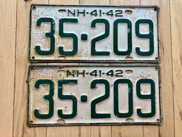 1942 New Hampshire License Plate Pair