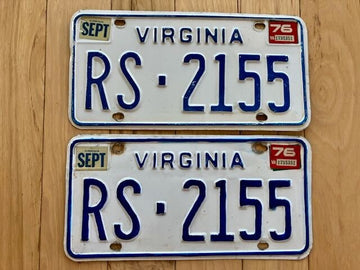 Pair of 1976 Virginia Rescue Squad License Plates