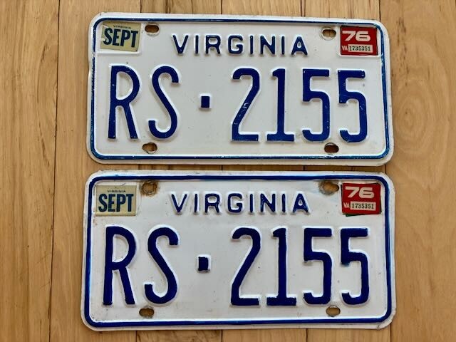Pair of 1976 Virginia Rescue Squad License Plates