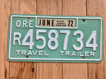 1972 Oregon Travel Trailer License Plate