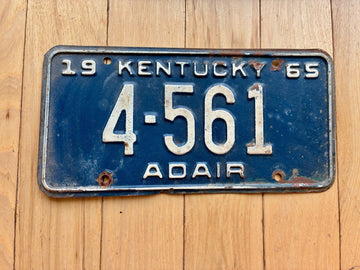 1965 Kentucky Adair County License Plate