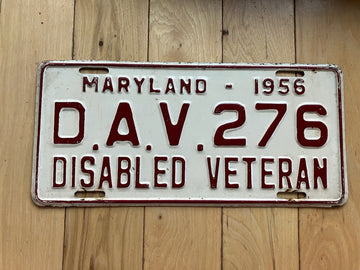 1956 Maryland Disabled Veteran License Plate