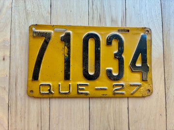 1927 Quebec License Plate