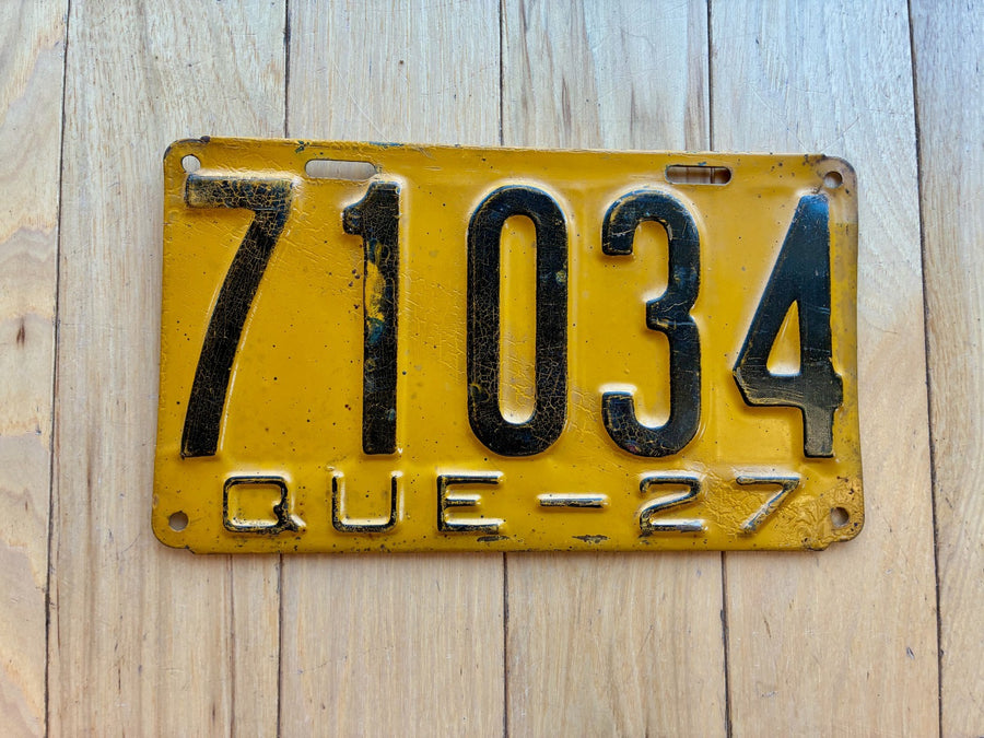 1927 Quebec License Plate
