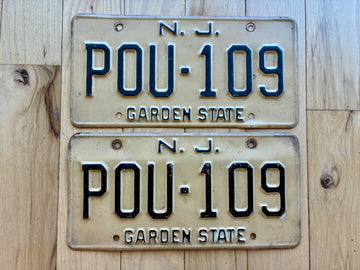 Pair of 1960s Base New Jersey License Plates