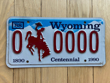 1990 Wyoming Centennial Sample License Plate