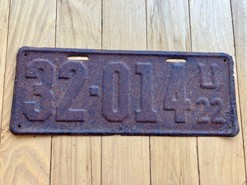 1922 Utah License Plate
