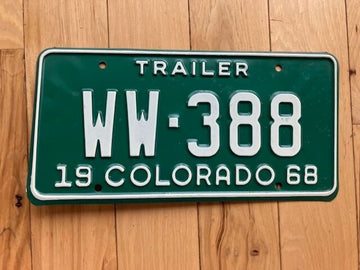 1968 Colorado Trailer License Plate