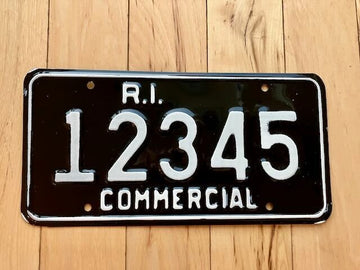 1960s Base Rhode Island Commercial License Plate - Number 12345