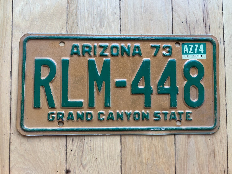 1973 Arizona License Plate W/ 1974 Tab - MVD YOM Clear