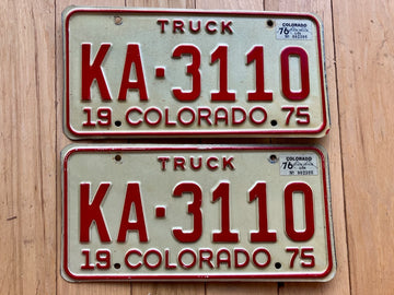 Pair of 1975 Colorado Truck License Plates