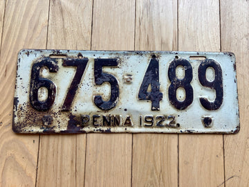 1922 Pennsylvania License Plate