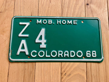 1968 Colorado Mobile Home License Plate