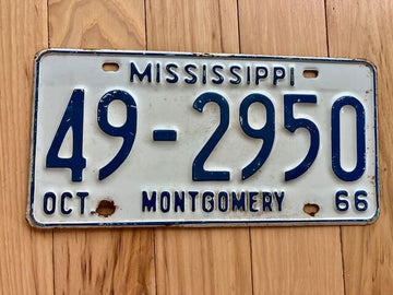 1966 Mississippi Montgomery County License Plate