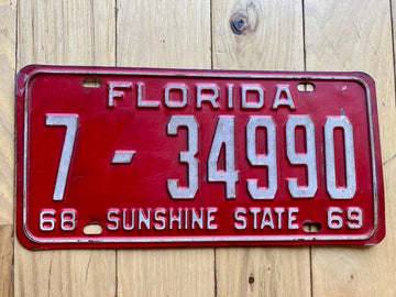 1968 1969 Florida License Plate - Numbers YOM Clear
