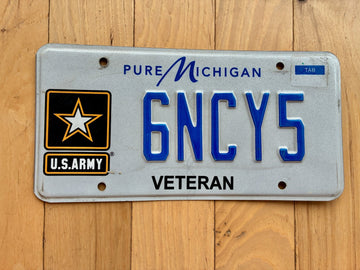 2013 Base Michigan Army Veteran License Plate