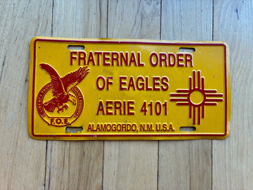 Vintage New Mexico Fraternal Order of Eagles Booster License Plate