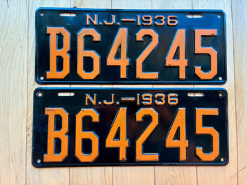 Pair of 1936 New Jersey License Plates