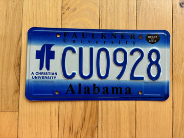 2001 Alabama Faulkner University License Plate