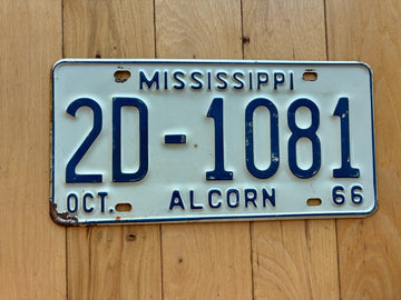 1966 Mississippi Alcorn County License Plate