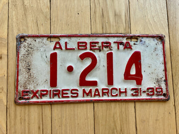 1939 Alberta License Plate