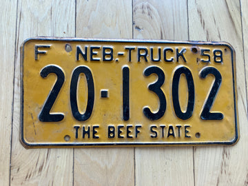 1958 Nebraska Farm Truck License Plate