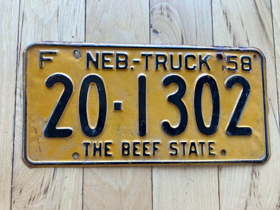 1958 Nebraska Farm Truck License Plate
