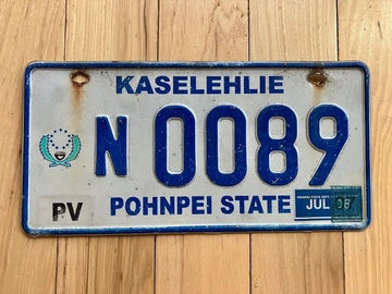 2007 Kaselehlie State of Pohnpei License Plate
