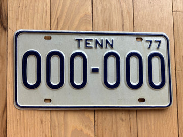 1977 Tennessee Sample License Plate
