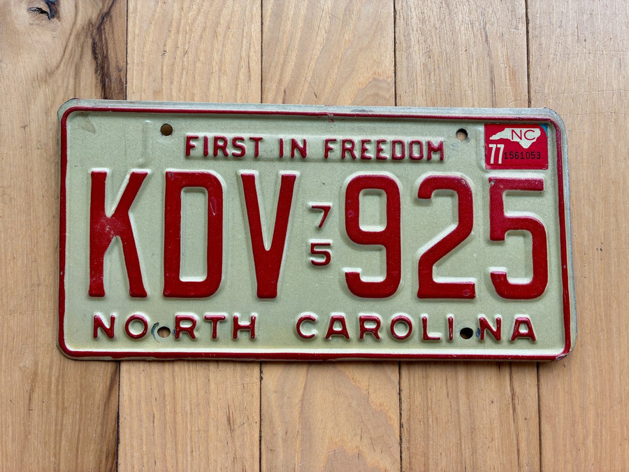 1975 1977 North Carolina License Plate