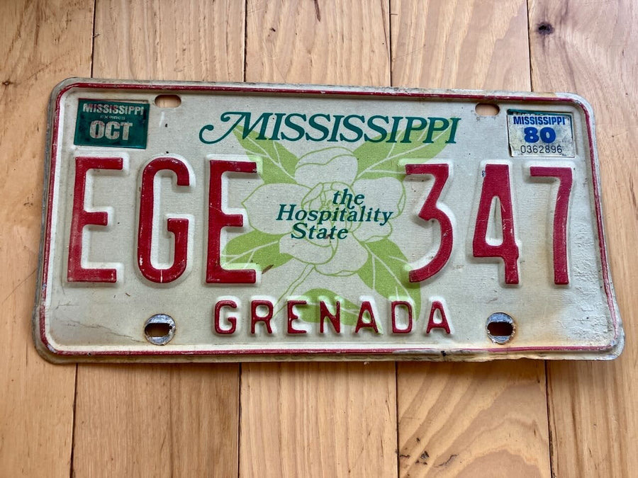 1980 Mississippi Grenada County License Plate