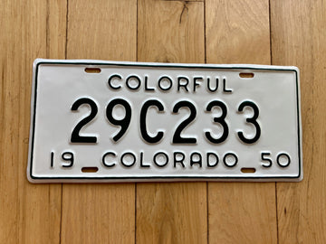 1950 Colorado Repainted License Plate