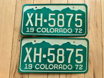 Pair of 1972 Colorado License Plates
