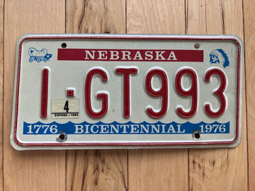 1976 Nebraska Bicentennial License Plate W/ 1980 Tab