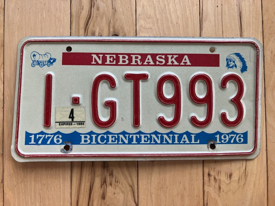 1976 Nebraska Bicentennial License Plate W/ 1980 Tab