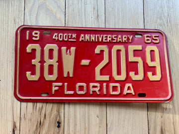 1965 Florida License Plate - Numbers YOM Clear
