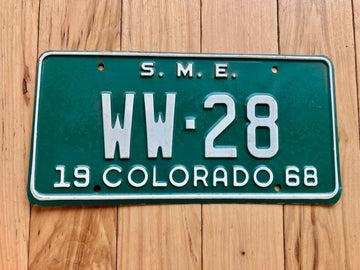 1968 Colorado Special Mobile Equipment S.M.E License Plate